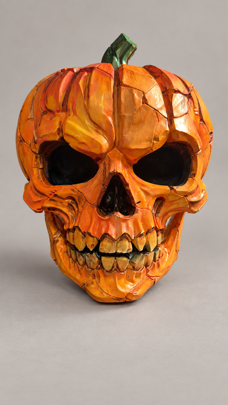 Pumpkin Skull Mold — finished resin example; mold only