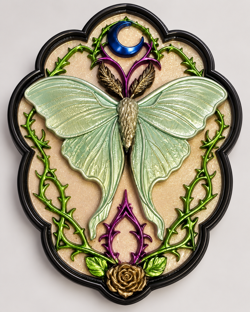 Lunar Moth Mold — finished resin example; mold only
