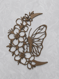 Crescent Flower Moon with Butterfly