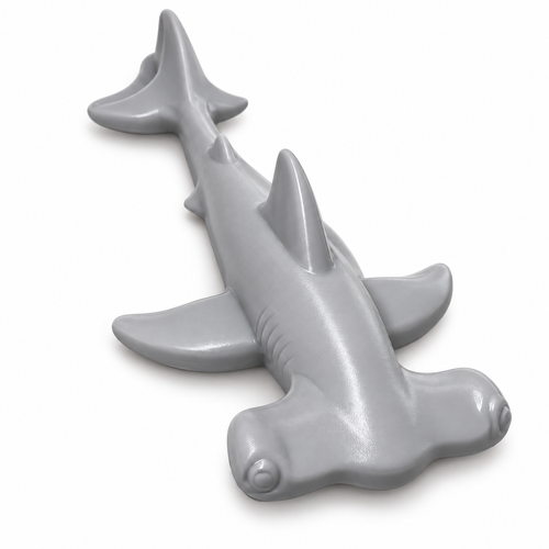 Gray 12 inch hammerhead shark silicone mold - angled view
