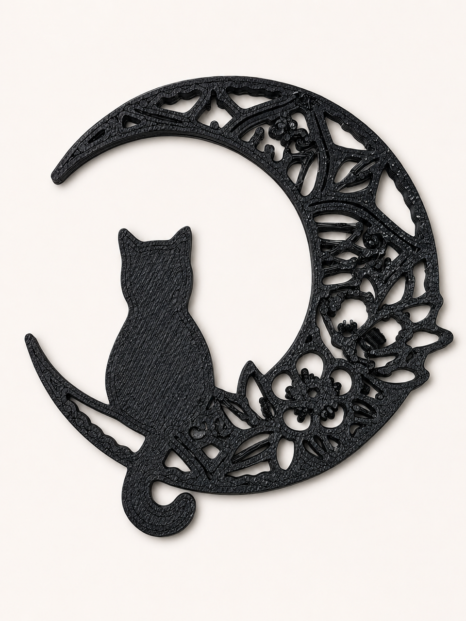 Crescent Moon with Cat Template