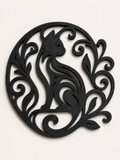 Circular Cat Silhouette Template