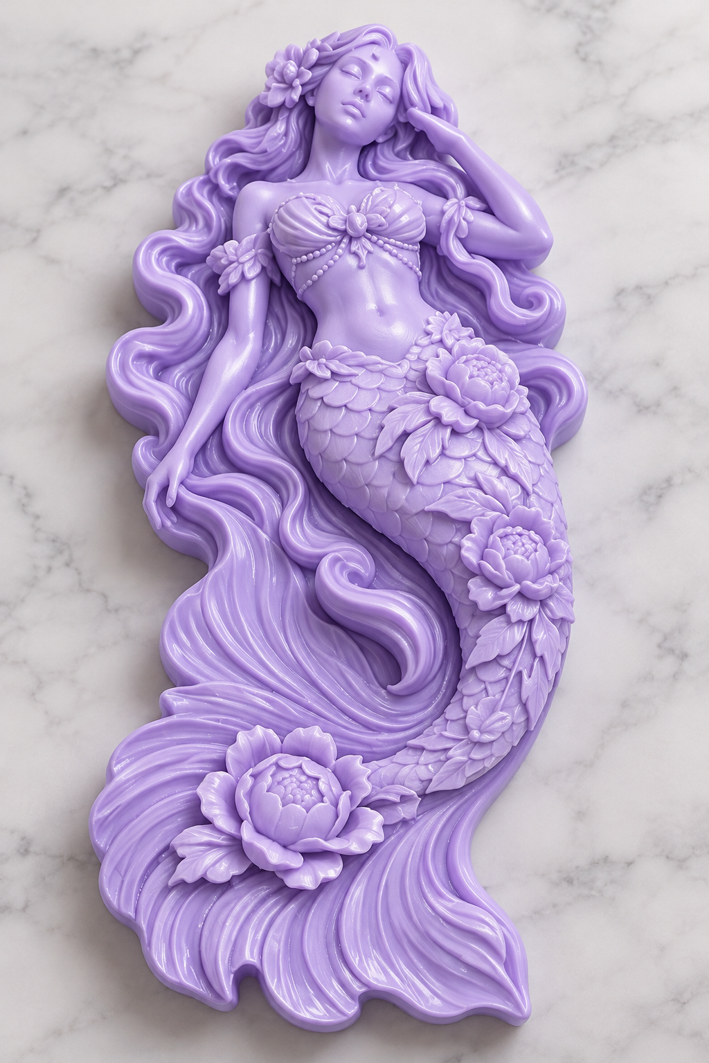 Peony Mermaid Mold design illustration