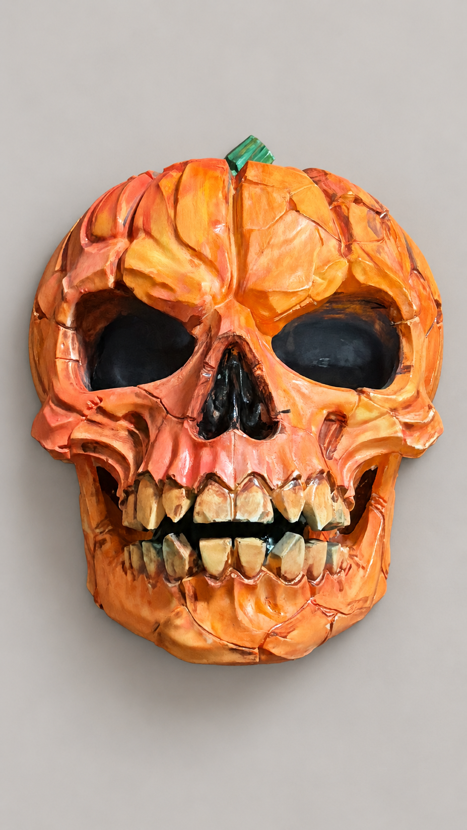 Finished pumpkin skull example, overhead view