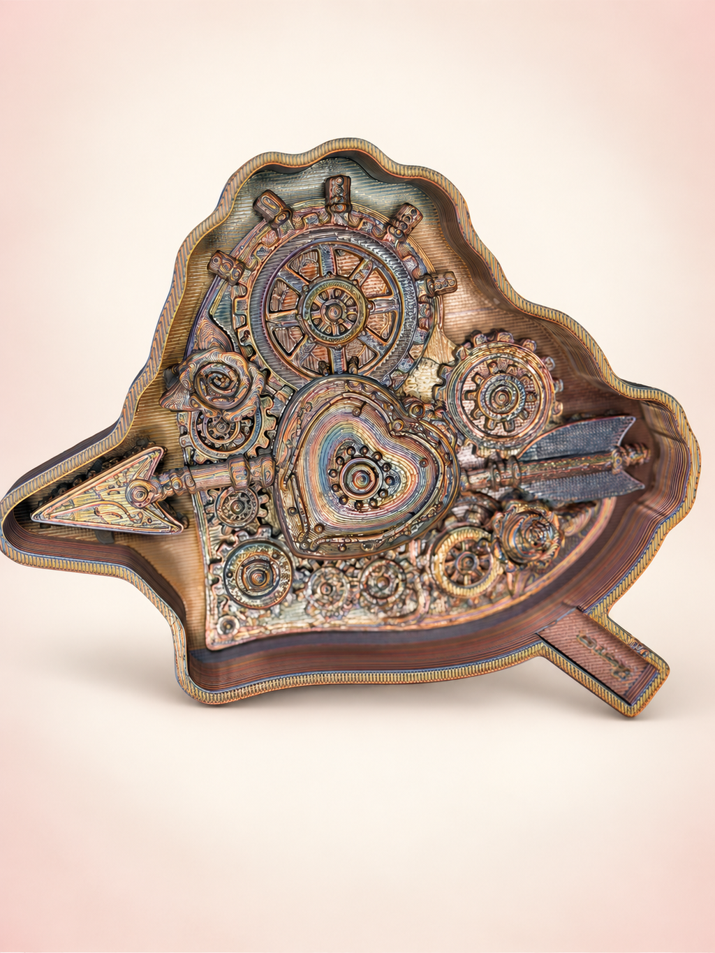Steampunk Heart Arrow Tray Mold on a subtle Valentine's Day background