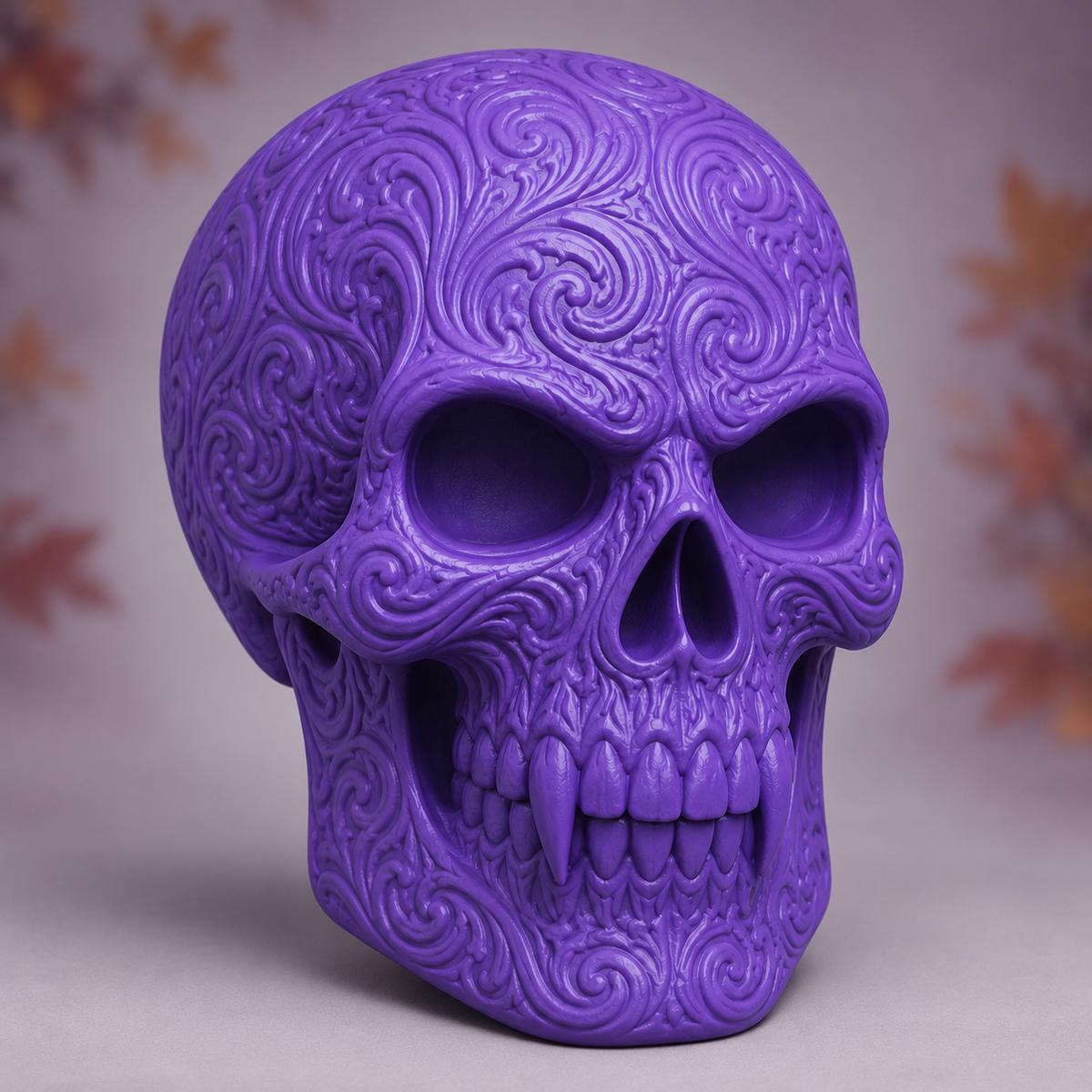 Ornate Vampire Skull Resin Mold on a subtle Halloween background