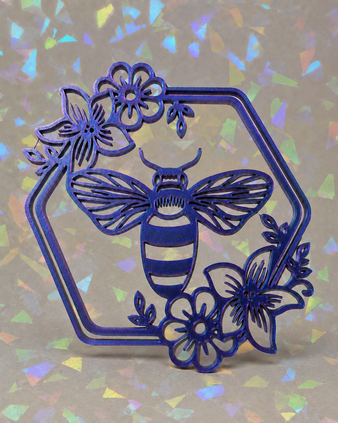 Bee Template on iridescent background