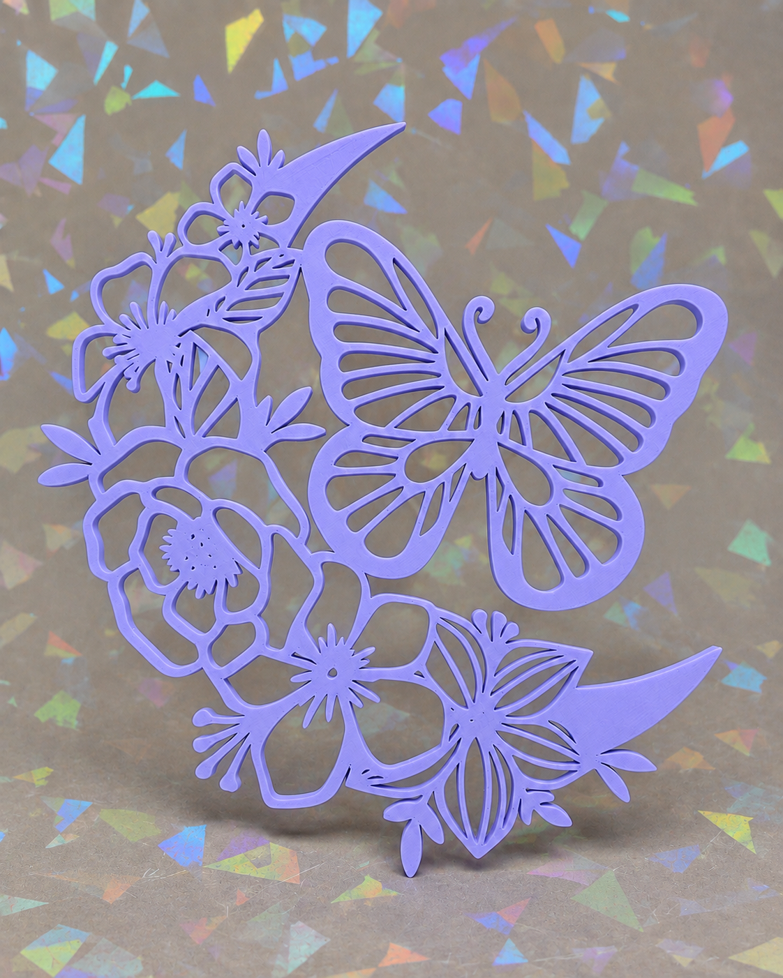Butterfly with Moon Template on iridescent background