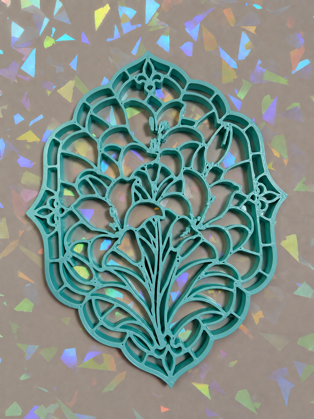 Stained Glass Lilies on iridescent background