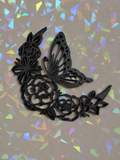 Floral Butterfly moon Template on iridescent background