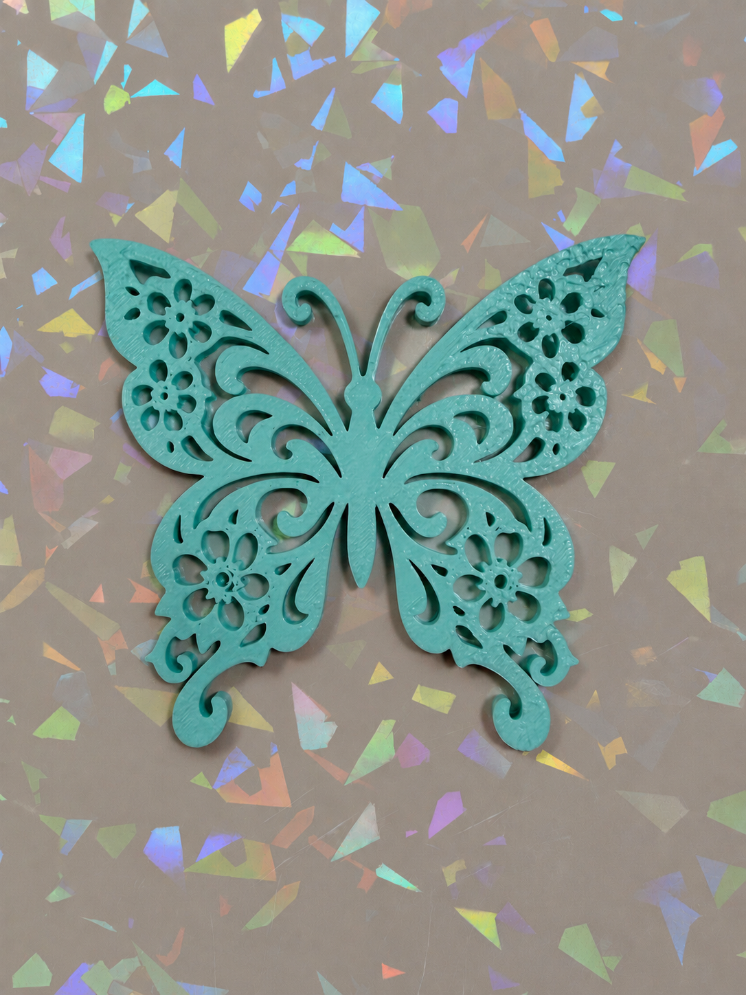 Filigree Butterfly Template on iridescent background