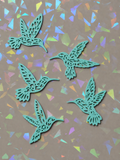 Set of 5 hummingbird templates on iridescent background