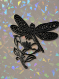 Dragonfly with Flower Template on iridescent background