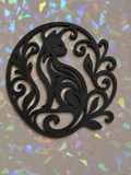 Circular Cat Silhouette Template on iridescent background