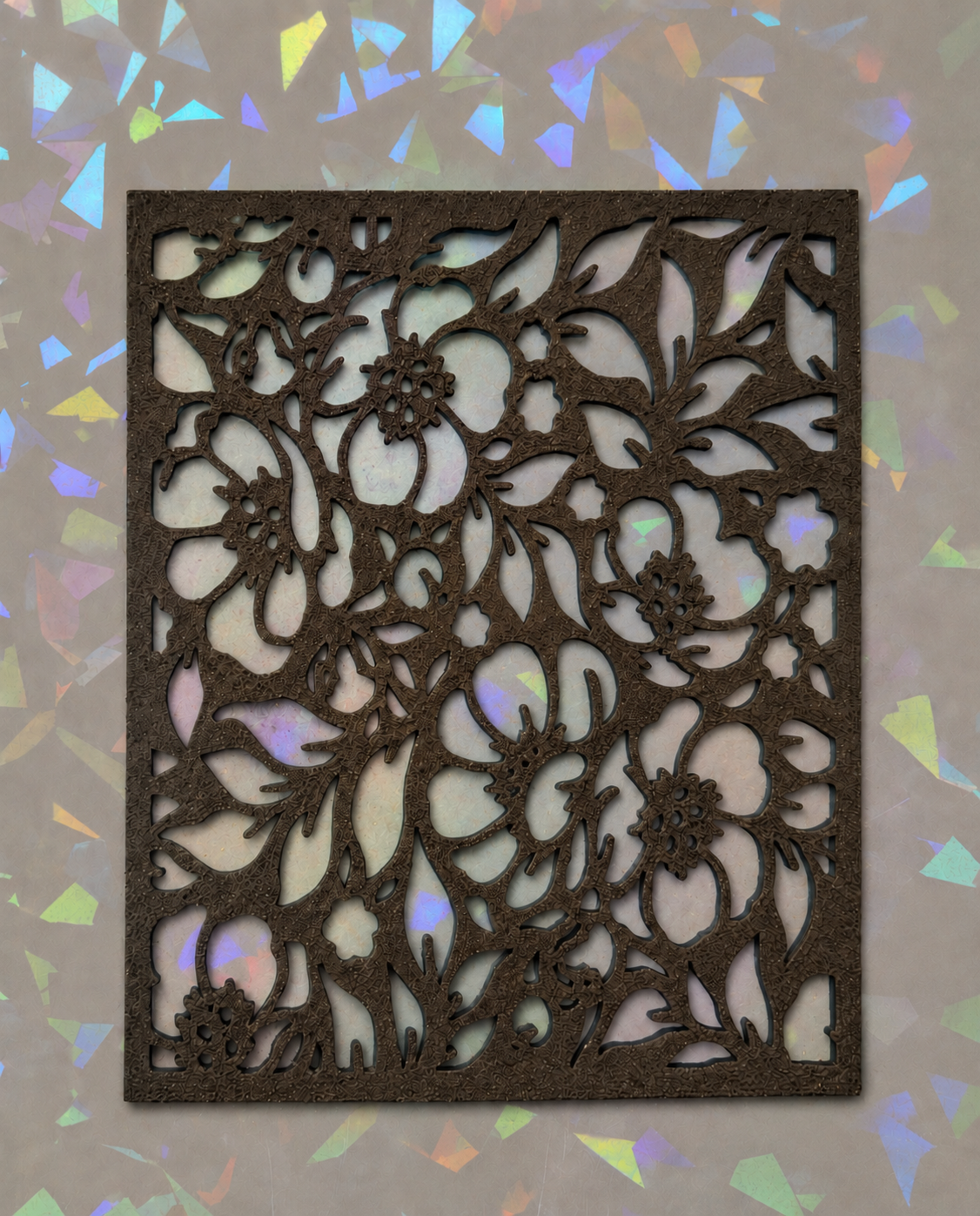 Floral square Template on iridescent background