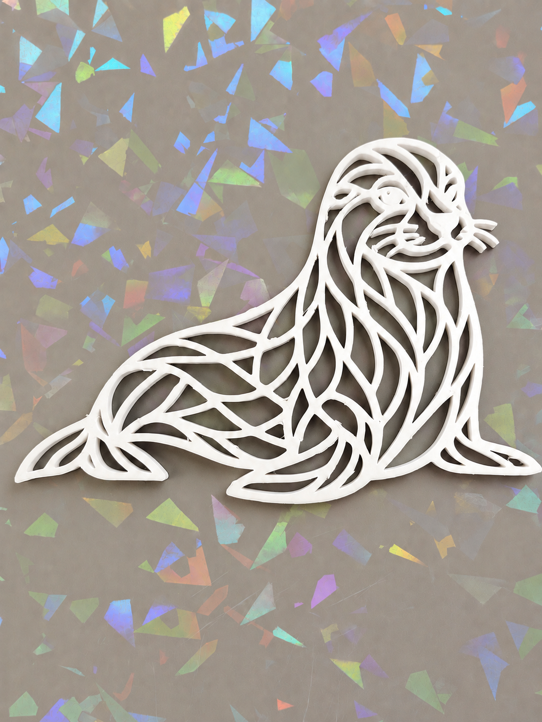 Sea Lion Template on iridescent background