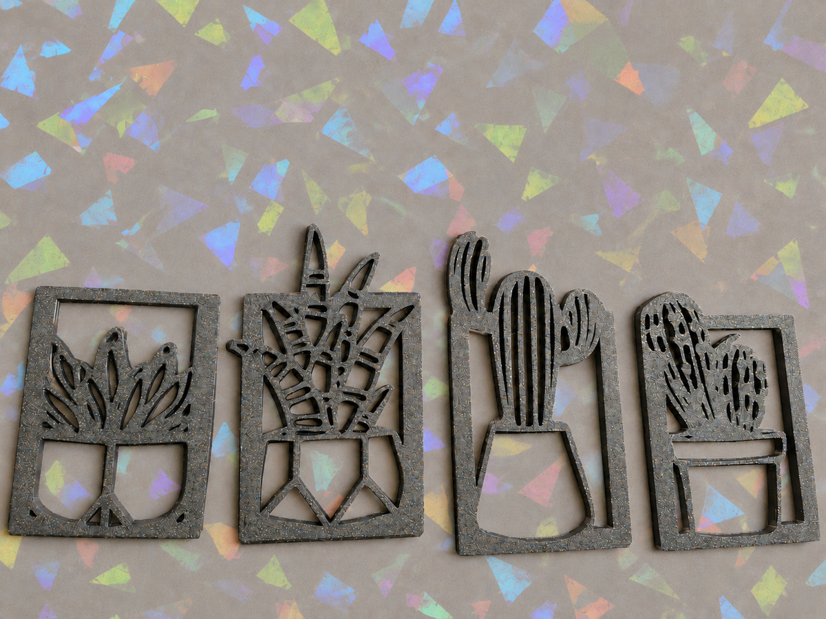 4 Modern Botanical Plant Templates on iridescent background
