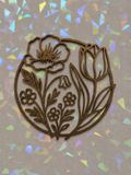 Floral Garden Circle Template on iridescent background