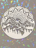 Round Mountain Mandala on iridescent background
