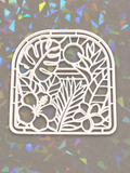 A Tropical botanical Arch on iridescent background