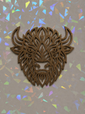 Intricate Highland Bull Layered Template on iridescent background