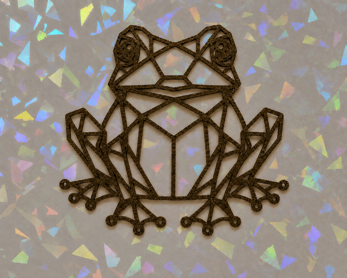 Geometric Frog Template on iridescent background