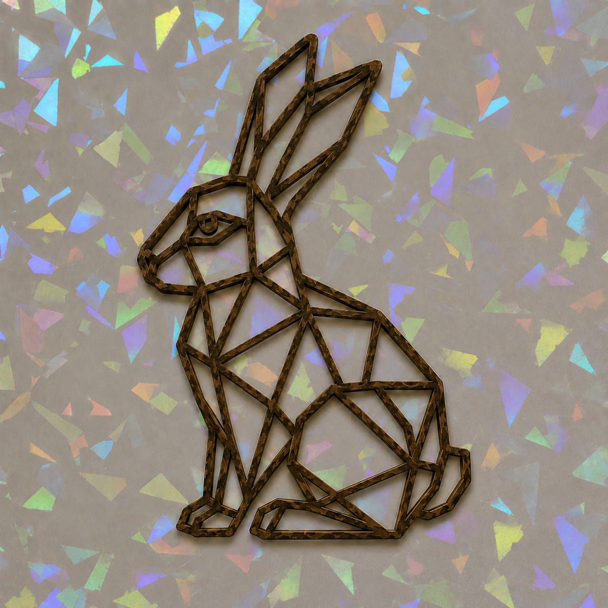 Geometric Rabbit Template on iridescent background