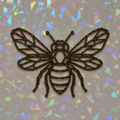 Geometric Bee Template on iridescent background