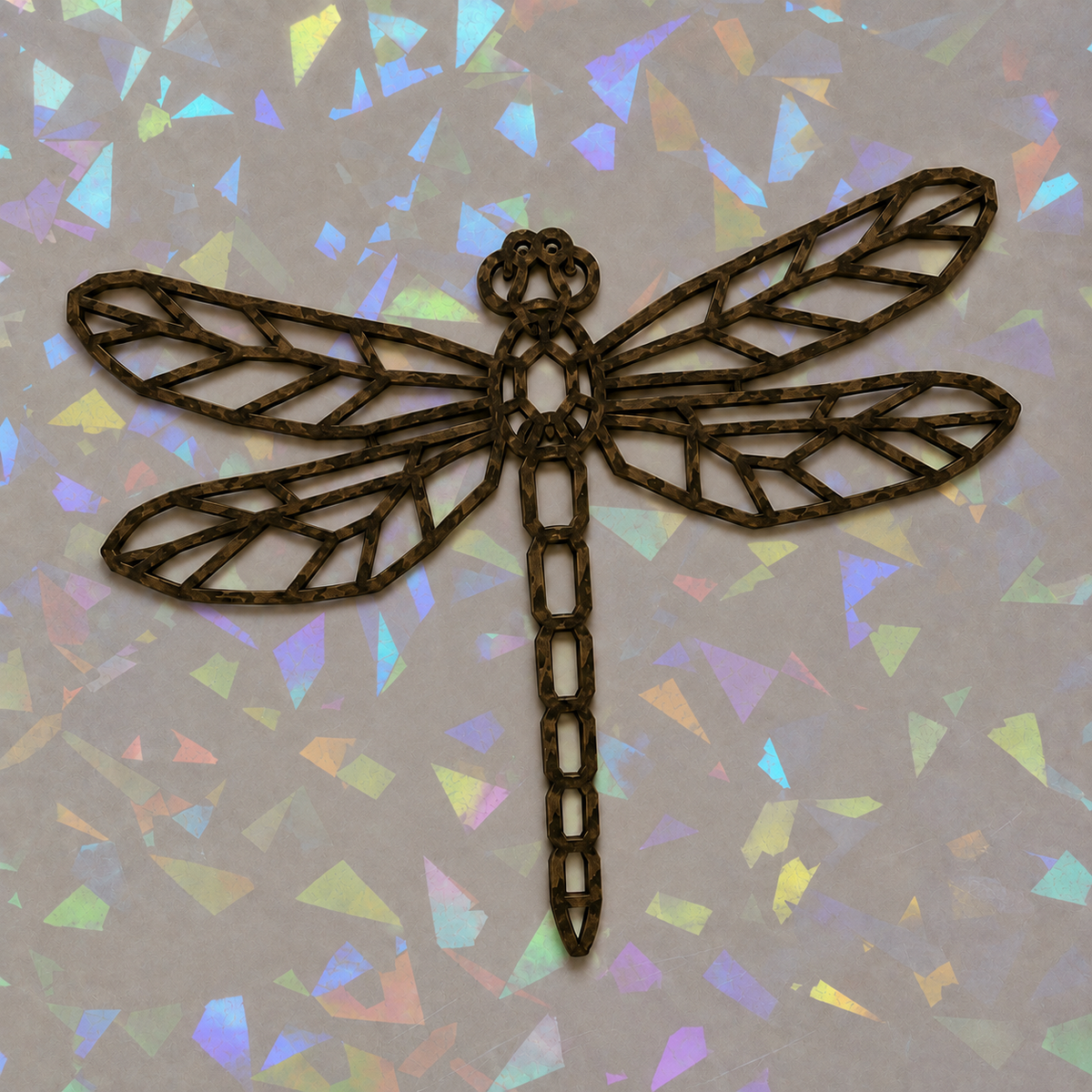 Geometric Dragonfly Template on iridescent background